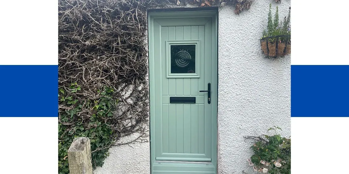 Green cottage-style composite door