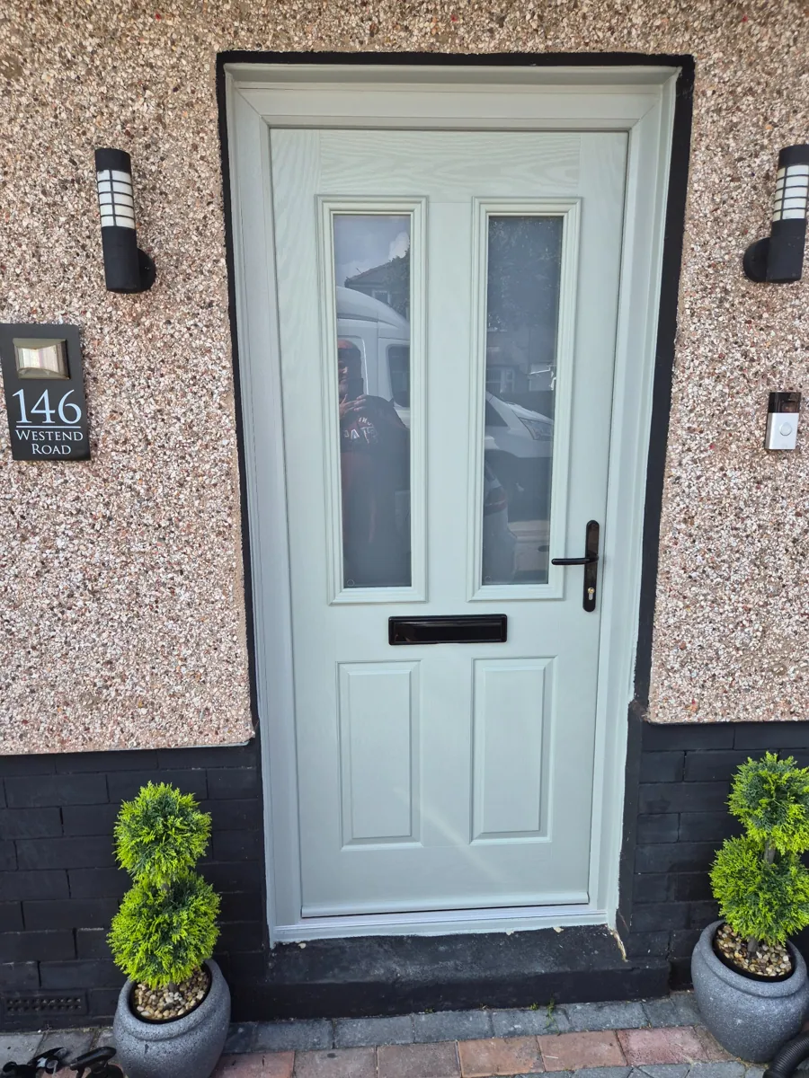Grey composite door installation