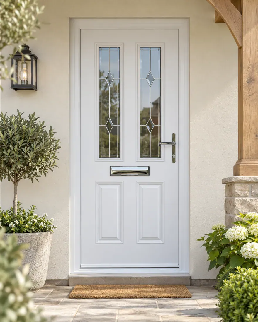 White traditional composite entrance