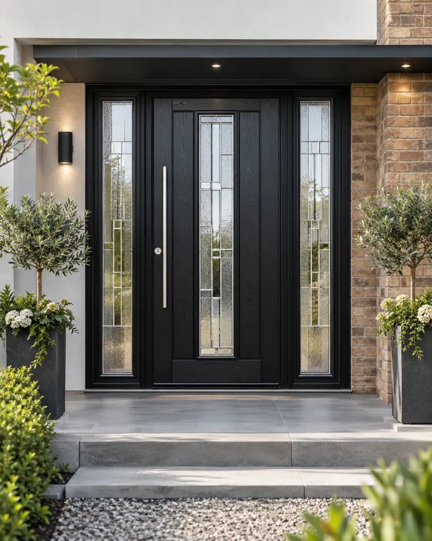 Black modern composite entrance