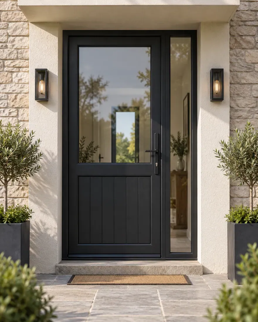 Anthracite grey glazed door