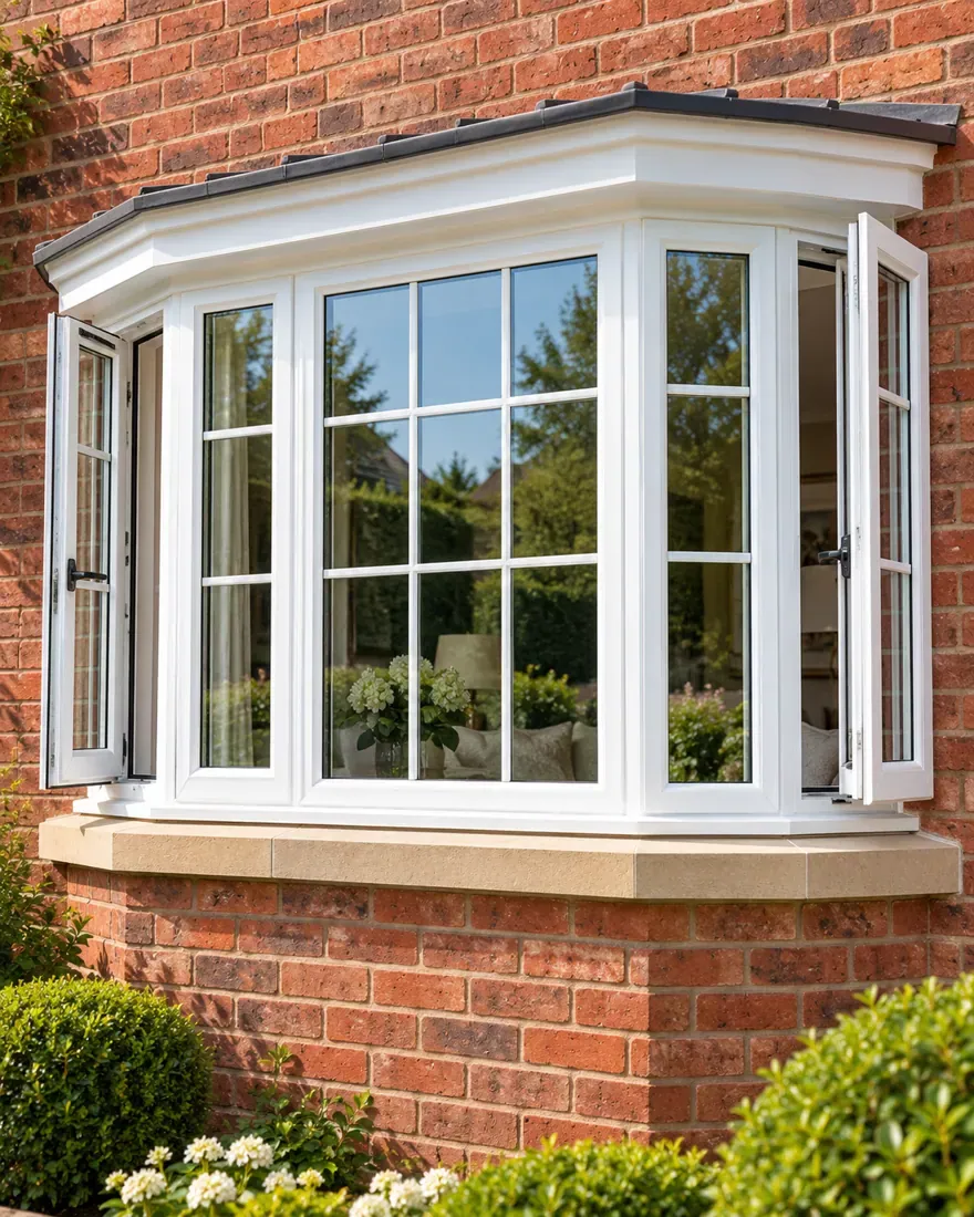 White Georgian-style bay window