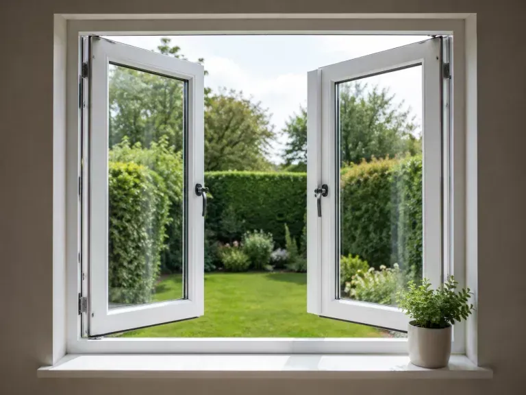 White uPVC open casement window
