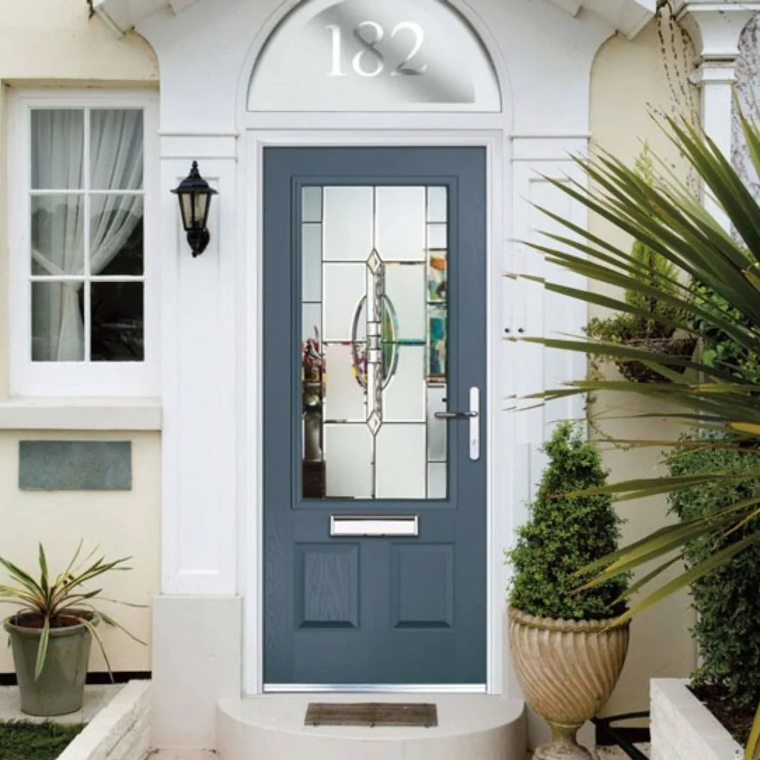 Slate grey glazed composite entrance door