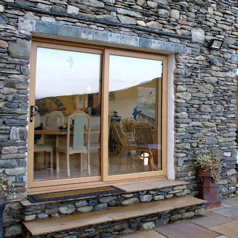 Timber-look glazed patio doors