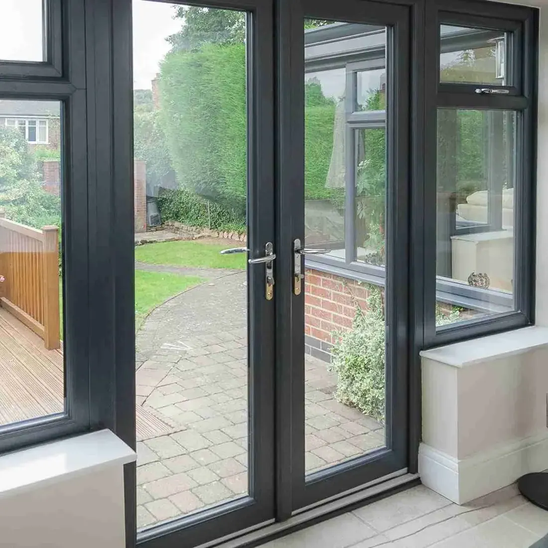 White uPVC French patio doors with glazing